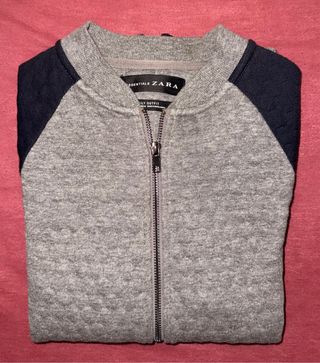 Sudadera Zara Hombre Cremallera Gris y Azul