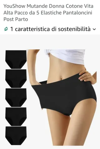 6 paia mutande YouShow cotone vita alta nere XXXL