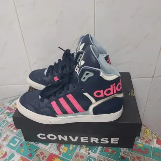 Zapatillas Adidas T38 2/3 Azul y Rosa