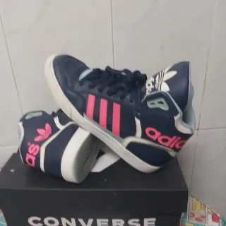 Zapatillas Adidas T38 2/3 Azul y Rosa