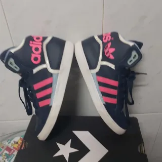 Zapatillas Adidas T38 2/3 Azul y Rosa
