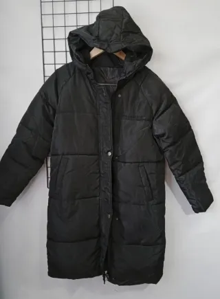 Parka larga mujer negra