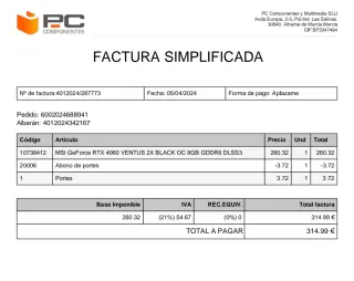 Tarjeta Gráfica MSI RTX 4060 8GB GDDR6 OC Edition 