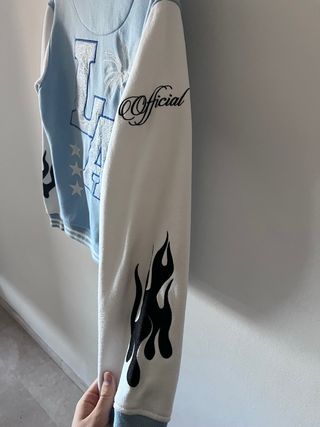 Chaqueta Bomber Azul y Blanca