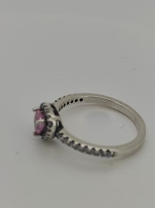 Anillo Plata 925 Corazón Rosa