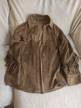 Chaqueta ante mujer M flecos boho