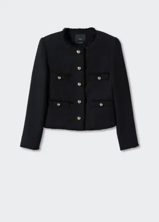Chaqueta Tweed Negra Mango
