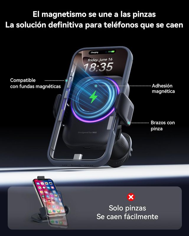 Cargador Inalámbrico Coche 15W Qi2 mag safe NUEVO