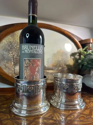 Coppia di Portabottiglie in Metallo Argentato