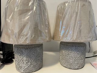 ABAT-JOUR NUOVE COPPIA DI LAMPADE TAVOLO IN PIETRA