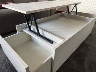 Mesa de Centro Elevable con Gabetas Madera Maciza!