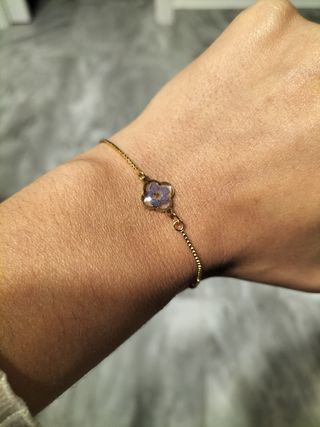 Bracciale donna acciaio e resina con fiore