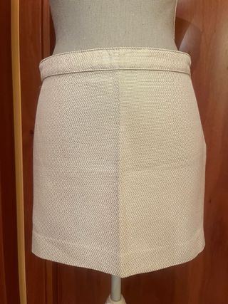 Falda fiesta Mango Beige Dorada Talla S