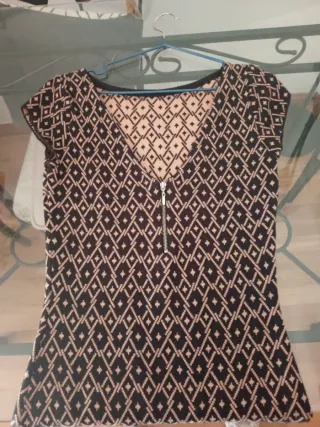 Vestido bonito estampado rombos cremallera