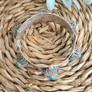 Pulsera Bereber Plata Turquesa