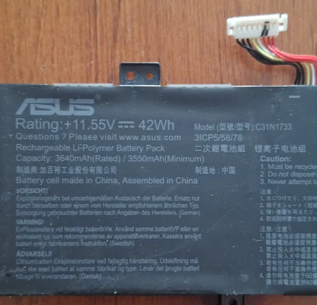 Batteria ASUS C31N1733 42Wh Li-Polymer