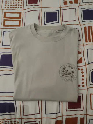 Camiseta Pull&Bear Talla S Beige Estampado