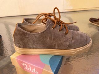 Zapatos niño piel vuelta gris ratón talla 34