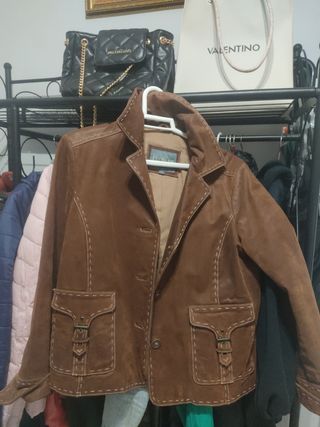 Chaqueta de cuero marrón Talla L