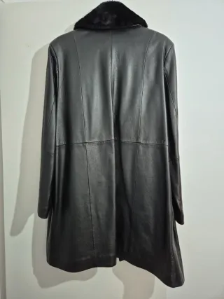 Chaquetón Piel Negro Cuello Forrado Talla 2XL