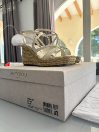 Sandalias Jimmy Choo Originales Beige Cuña