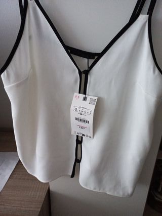 Top tirantes blanco botones negros S