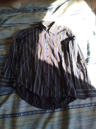 Camicia Uomo Righe Blu e Marroni