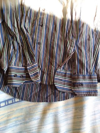 Camicia Uomo Righe Blu e Marroni