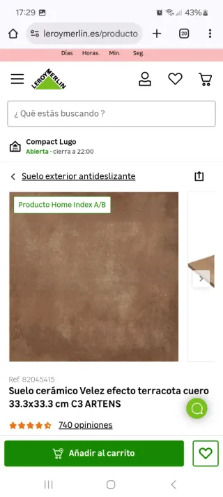 Suelo cerámico exterior Velez terracota 33.3x33.3