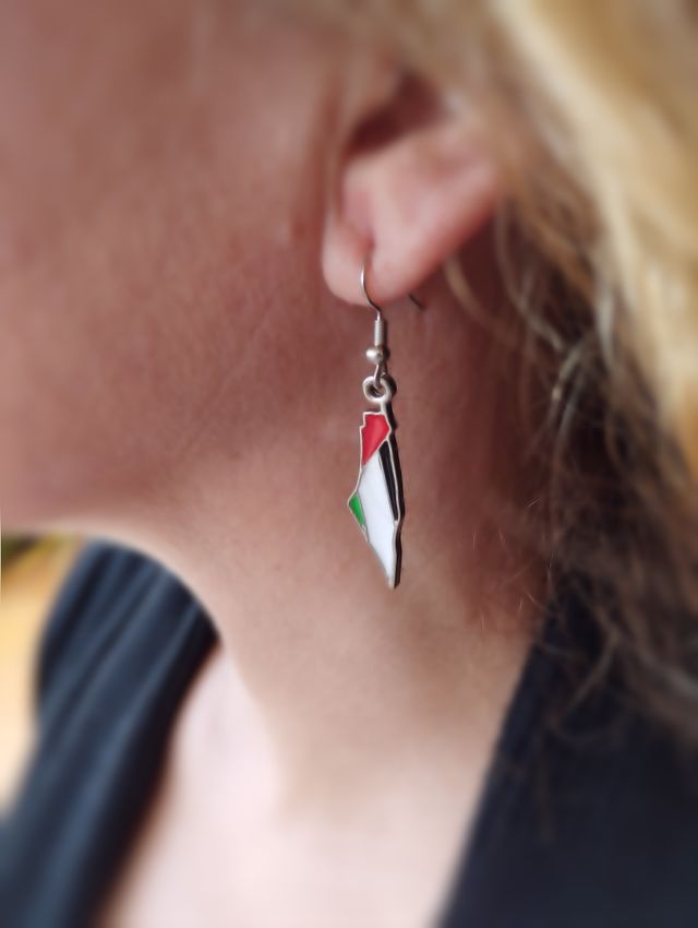 Pendientes bandera Palestina de Acero