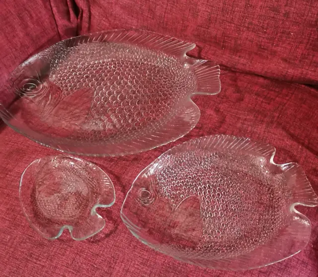 Vassoio + 6 piatti vetro Arcoroc pesce