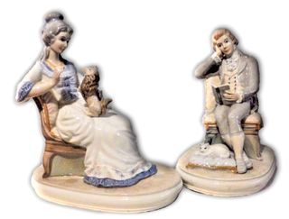 PAREJA DE FIGURAS PORCELANA BRILLO Estilo Lladro