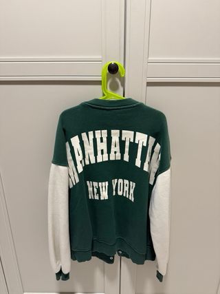 Chaqueta de Universitario Verde y Blanca
