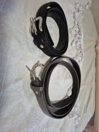 Cinturones Negro y Gris con Hebilla Metálica
