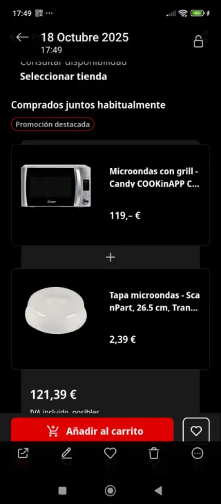 Microondas Candy con grill nuevo