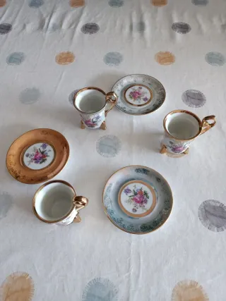 Juego 3 Tazas Vintage con Platos