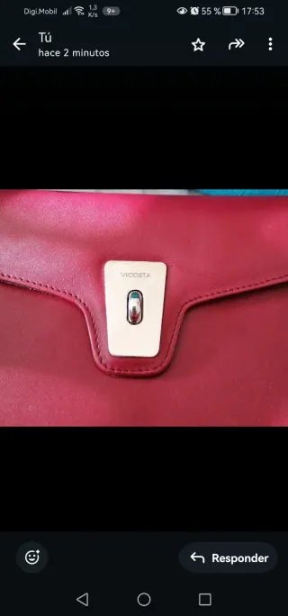Bolso Vicosta piel auténtica rojo vintage