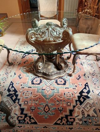 Mesa Cristal Salón + 4 Sillas