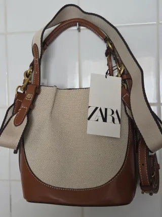 Bolso bandolera Zara beige y marrón