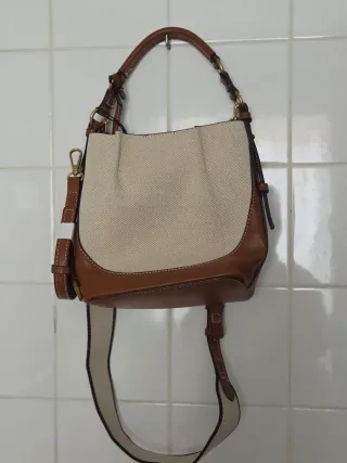 Bolso bandolera Zara beige y marrón
