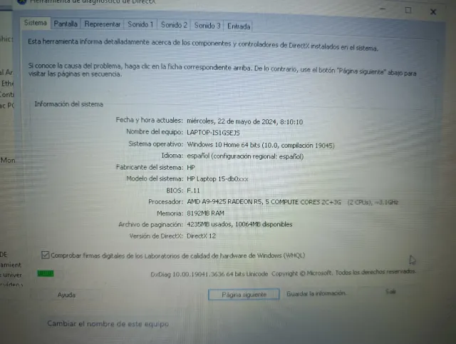 Portátil HP modelo 15 AMD Radeon 8RAM