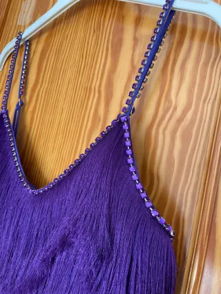 Vestido Lança Perfume Flecos Morado Talla M