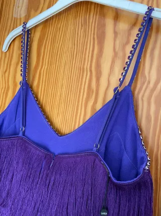 Vestido Lança Perfume Flecos Morado Talla M