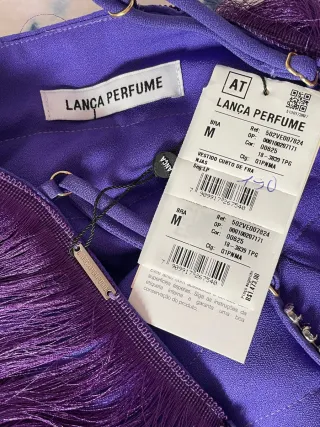 Vestido Lança Perfume Flecos Morado Talla M