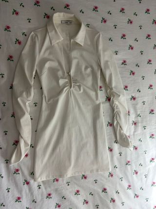 Mango Vestito Bianco Manica Lunga Tg S