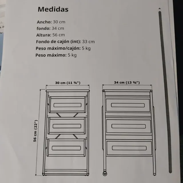 Cajonera Almacenaje Blanca Metálica