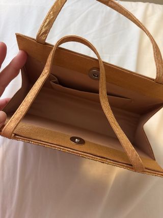 Bolso vintage marrón y dorado con pedrería
