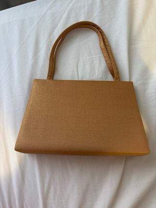 Bolso vintage marrón y dorado con pedrería
