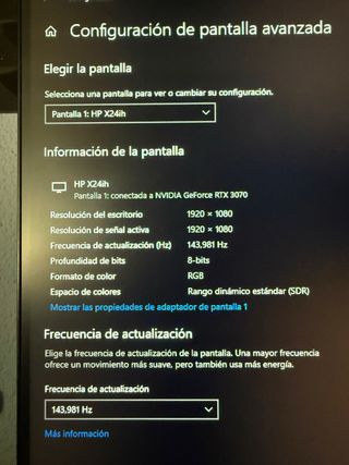 Monitor ordenador HP X24ih 1920x1080 143Hz