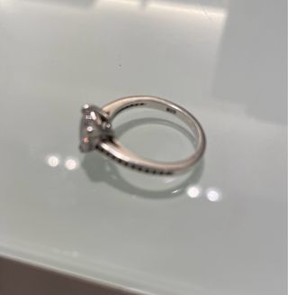 Anillo Corazón Plata, con circonitas. Talla 14